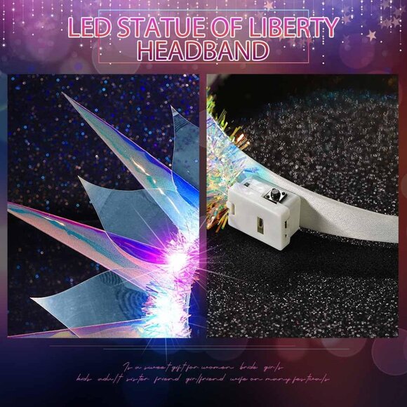 Light Up Headband LED Rave Hair Hoop Costume Accessories for Women Girls - Picture 4 of 7